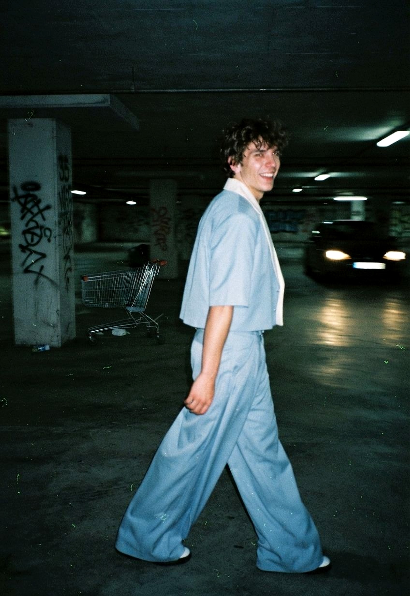 Kontrast Yaka Ceket, Gök Mavisi / Ekru — YEG Textile