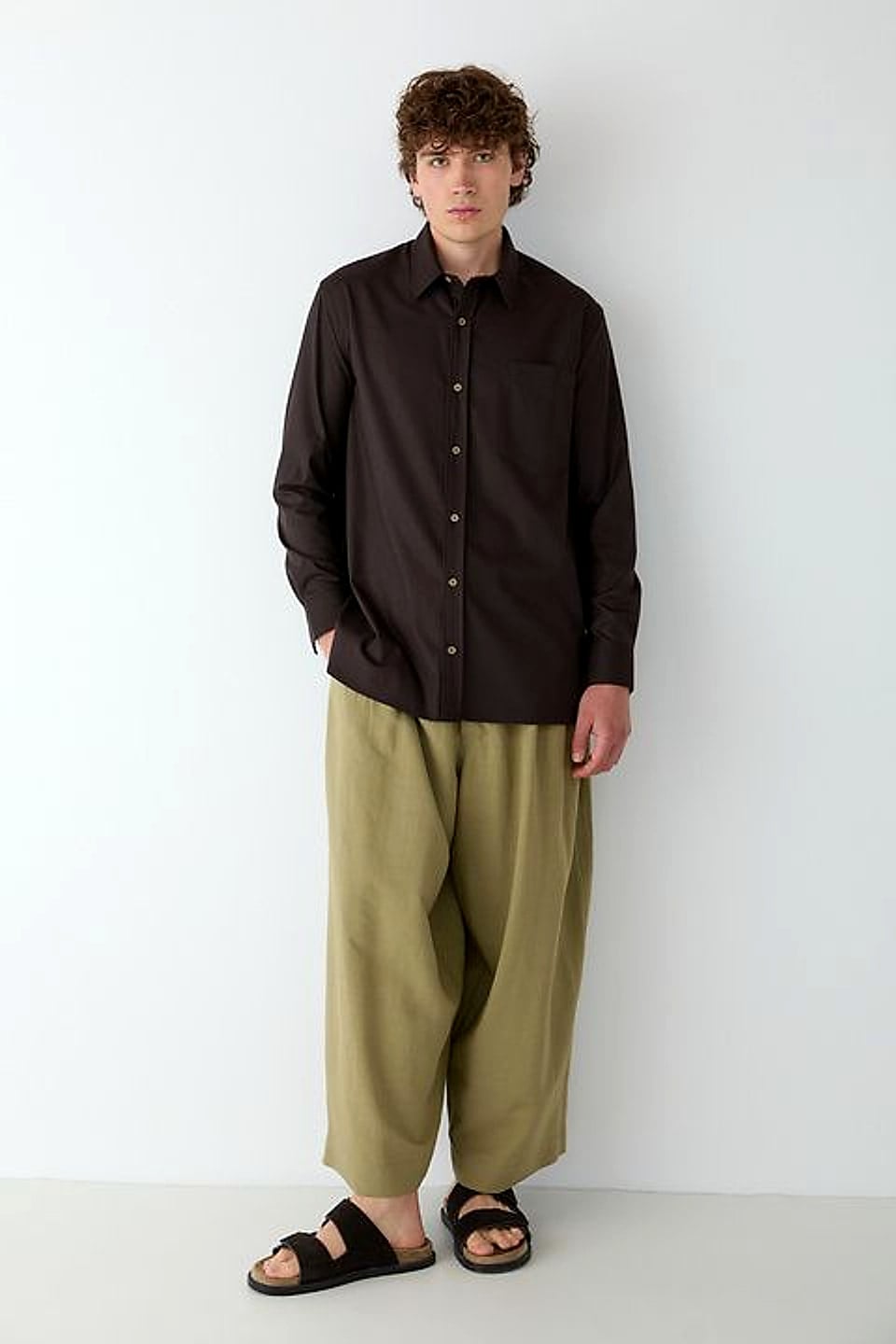 Rahat Kesim Poplin Gömlek, Çikolata — YEG Textile