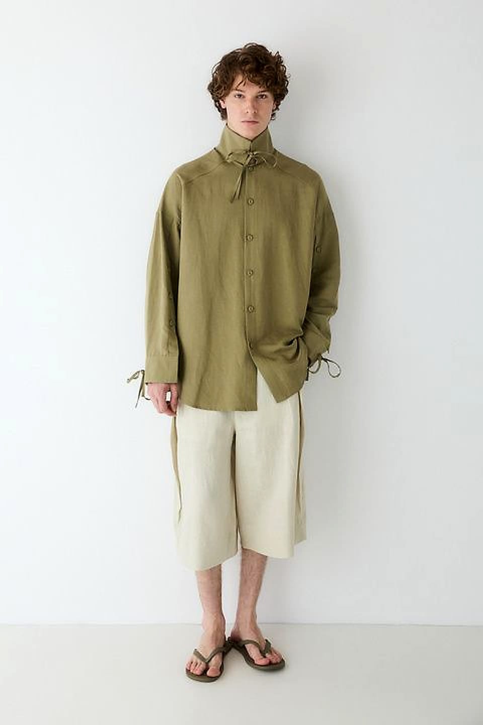 Chemise col cheminée — Olive — YEG Textile